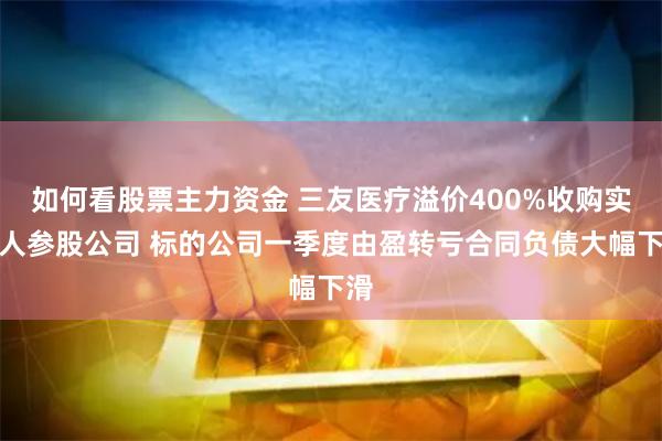 如何看股票主力资金 三友医疗溢价400%收购实控人参股公司 标的公司一季度由盈转亏合同负债大幅下滑